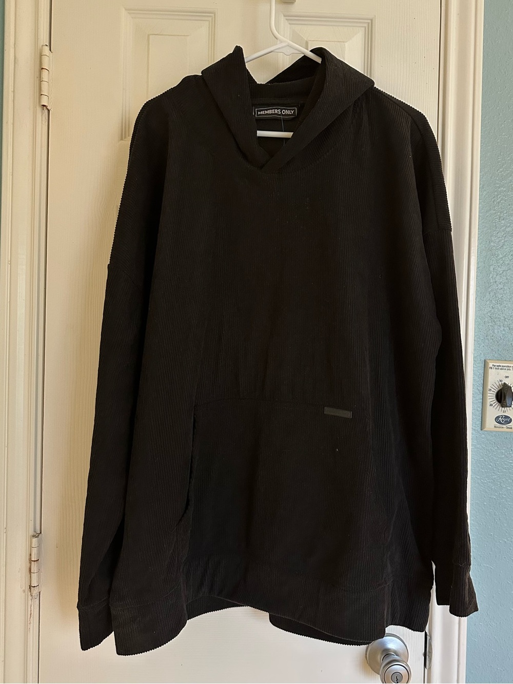 Members Only black corduroy pullover hoodie size 3XL
